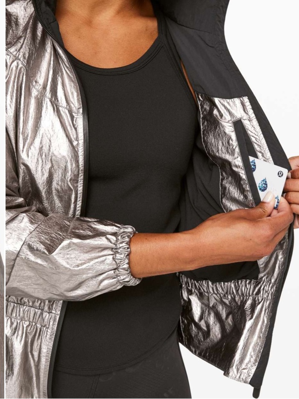 lululemon x Barrys Stronger as One Metallic Silver Windbreaker Jacket 4 - Picture 4 of 9